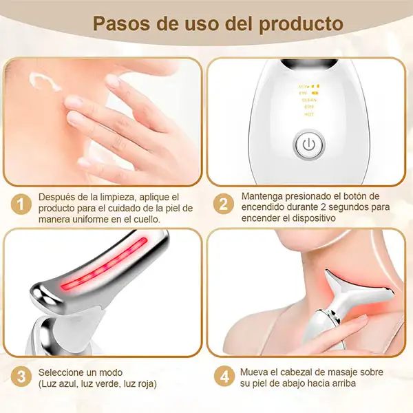 Miniatura 2 de MASAJEADOR FACIAL Y CUELLO CON LUZ LED